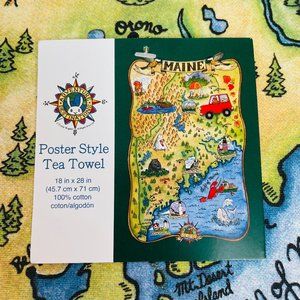 KayDee Vintage 100% Cotton MAINE Poster Style Kitchen Tea Towel NEW